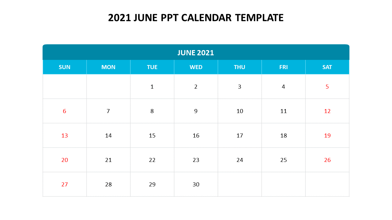 Simple 2021 June PPT Calendar Template Presentation